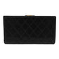 CHANEL Long Wallet Purse A47152 Calfskin black Double stitch Bicolor Long Flap Wallet