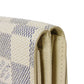 LOUIS VUITTON Tri-fold wallet N61733 Damier Azure Canvas x Grained Leather Ivory logo white gold W hook wallet Damier Azur Portefeuille Elise unisex(Unisex) Used Authentic