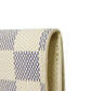 LOUIS VUITTON Tri-fold wallet N61733 Damier Azure Canvas x Grained Leather Ivory logo white gold W hook wallet Damier Azur Portefeuille Elise unisex(Unisex) Used Authentic