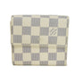 LOUIS VUITTON Tri-fold wallet N61733 Damier Azure Canvas x Grained Leather Ivory logo white gold W hook wallet Damier Azur Portefeuille Elise unisex(Unisex) Used Authentic