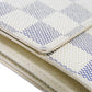 LOUIS VUITTON Tri-fold wallet N61733 Damier Azure Canvas x Grained Leather Ivory logo white gold W hook wallet Damier Azur Portefeuille Elise unisex(Unisex) Used Authentic