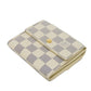 LOUIS VUITTON Tri-fold wallet N61733 Damier Azure Canvas x Grained Leather Ivory logo white gold W hook wallet Damier Azur Portefeuille Elise unisex(Unisex) Used Authentic