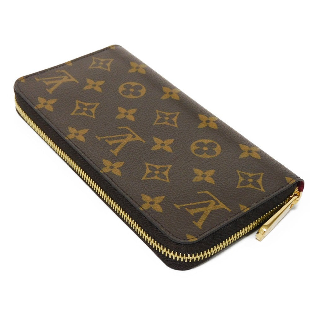 LOUIS VUITTON Long Wallet Purse M41895 Monogram canvas x grain leather (embossed) Fuchsia Good condition Purple New Zip Around Current RFID IC chip Monogram Zippy wallet unisex(Unisex) Used Authentic