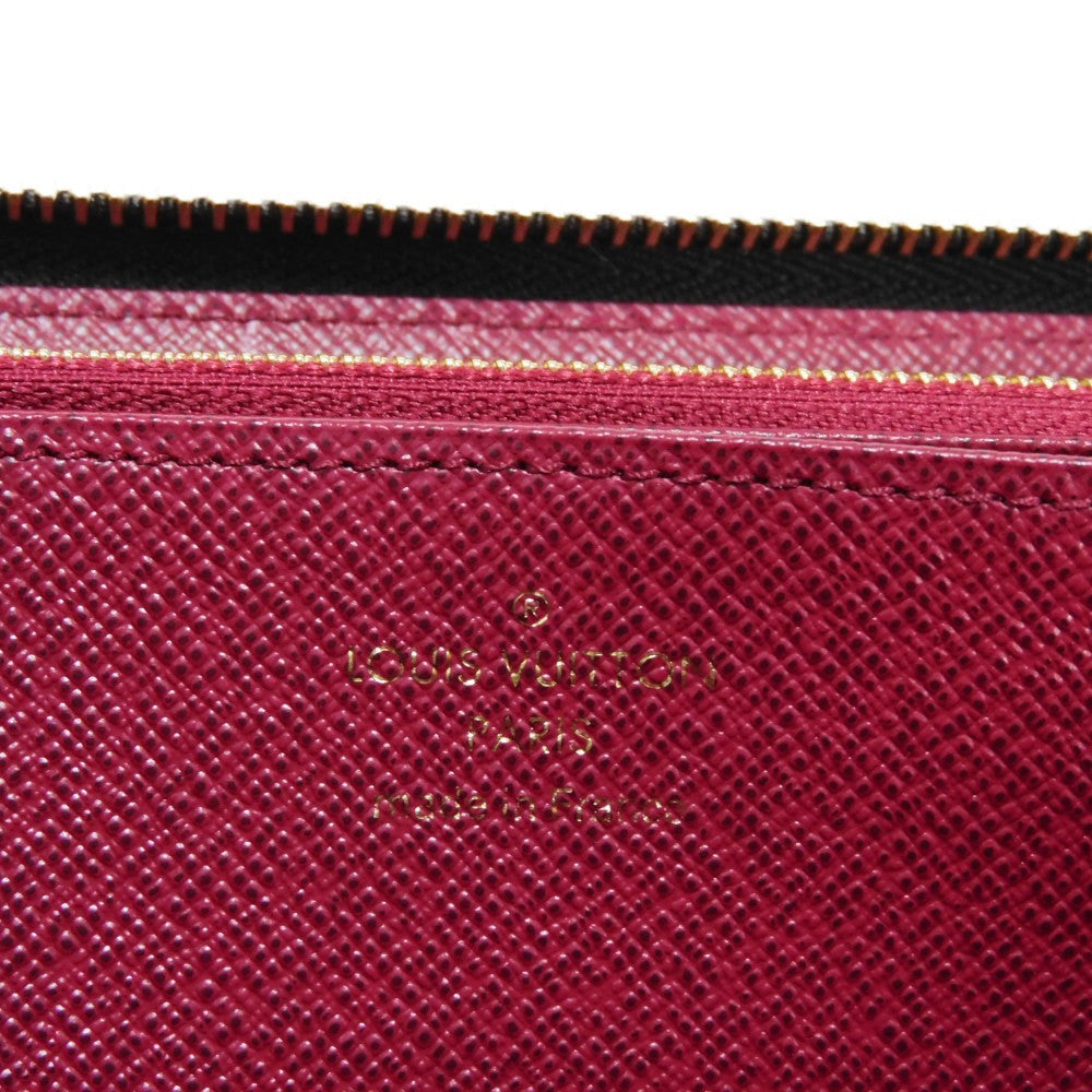 LOUIS VUITTON Long Wallet Purse M41895 Monogram canvas x grain leather (embossed) Fuchsia Good condition Purple New Zip Around Current RFID IC chip Monogram Zippy wallet unisex(Unisex) Used Authentic