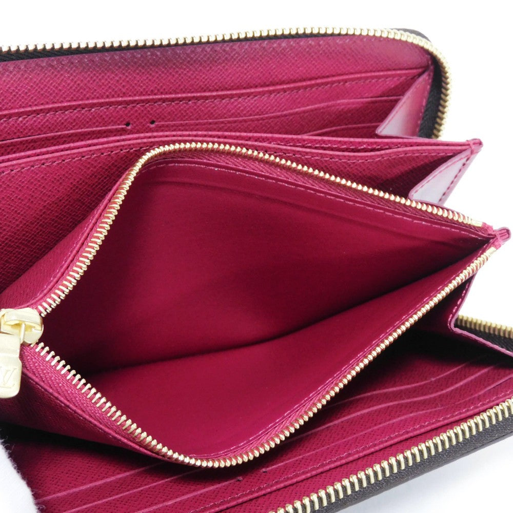 LOUIS VUITTON Long Wallet Purse M41895 Monogram canvas x grain leather (embossed) Fuchsia Good condition Purple New Zip Around Current RFID IC chip Monogram Zippy wallet unisex(Unisex) Used Authentic