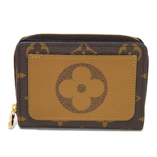 LOUIS VUITTON Bifold Wallet M81461 Monogram Reverse Canvas x Grained Leather Brown x black Current Maron Noir RFID IC chip Monogram Reverse Giant Portefeuille Lou unisex(Unisex) Used Authentic