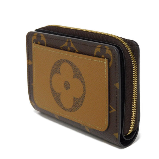 LOUIS VUITTON Bifold Wallet M81461 Monogram Reverse Canvas x Grained Leather Brown x black Current Maron Noir RFID IC chip Monogram Reverse Giant Portefeuille Lou unisex(Unisex) Used Authentic