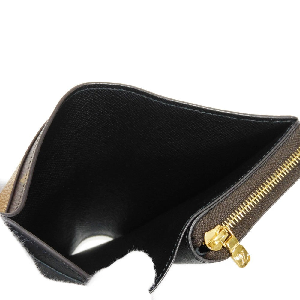 LOUIS VUITTON Bifold Wallet M81461 Monogram Reverse Canvas x Grained Leather Brown x black Current Maron Noir RFID IC chip Monogram Reverse Giant Portefeuille Lou unisex(Unisex) Used Authentic