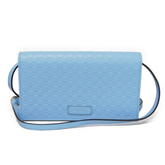 GUCCI Long Wallet Purse 466507 BMJ1G 4503 GG striped leather Light blue logo double G pastel unused Micro GG Shima Guccissima Shoulder Wallet unisex(Unisex) Used Authentic
