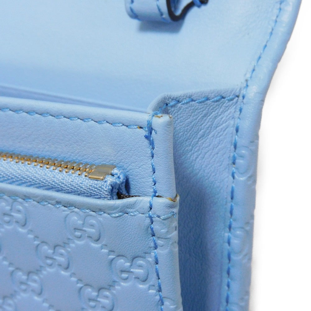 GUCCI Long Wallet Purse 466507 BMJ1G 4503 GG striped leather Light blue logo double G pastel unused Micro GG Shima Guccissima Shoulder Wallet unisex(Unisex) Used Authentic