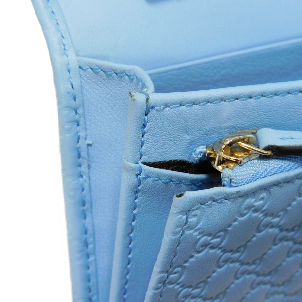 GUCCI Long Wallet Purse 466507 BMJ1G 4503 GG striped leather Light blue logo double G pastel unused Micro GG Shima Guccissima Shoulder Wallet unisex(Unisex) Used Authentic