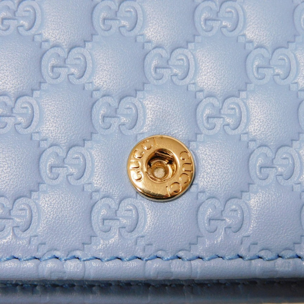 GUCCI Long Wallet Purse 466507 BMJ1G 4503 GG striped leather Light blue logo double G pastel unused Micro GG Shima Guccissima Shoulder Wallet unisex(Unisex) Used Authentic