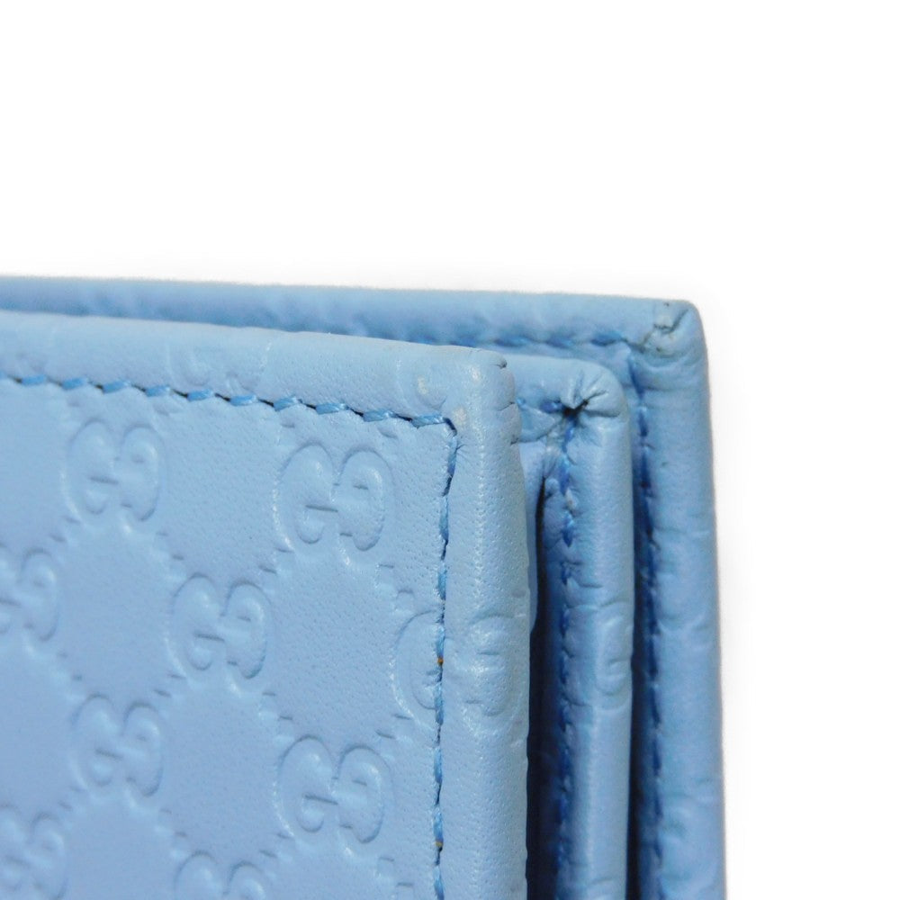 GUCCI Long Wallet Purse 466507 BMJ1G 4503 GG striped leather Light blue logo double G pastel unused Micro GG Shima Guccissima Shoulder Wallet unisex(Unisex) Used Authentic