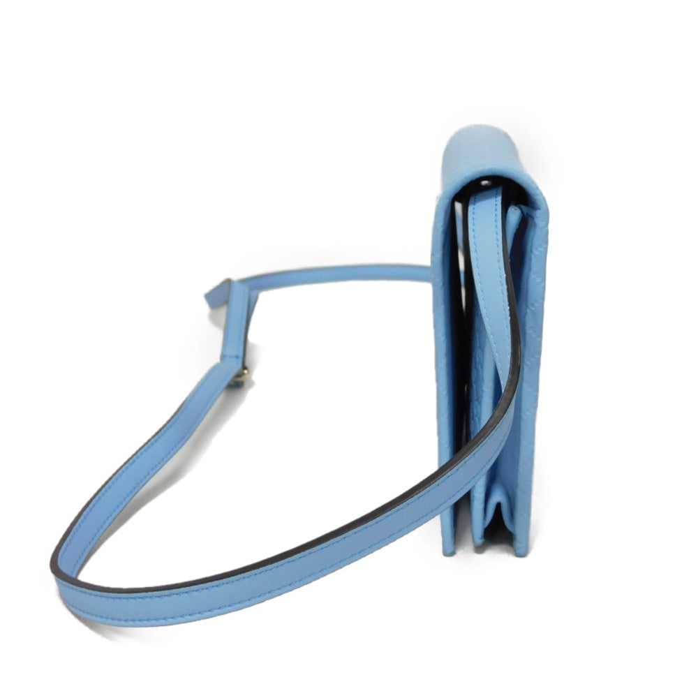GUCCI Long Wallet Purse 466507 BMJ1G 4503 GG striped leather Light blue logo double G pastel unused Micro GG Shima Guccissima Shoulder Wallet unisex(Unisex) Used Authentic