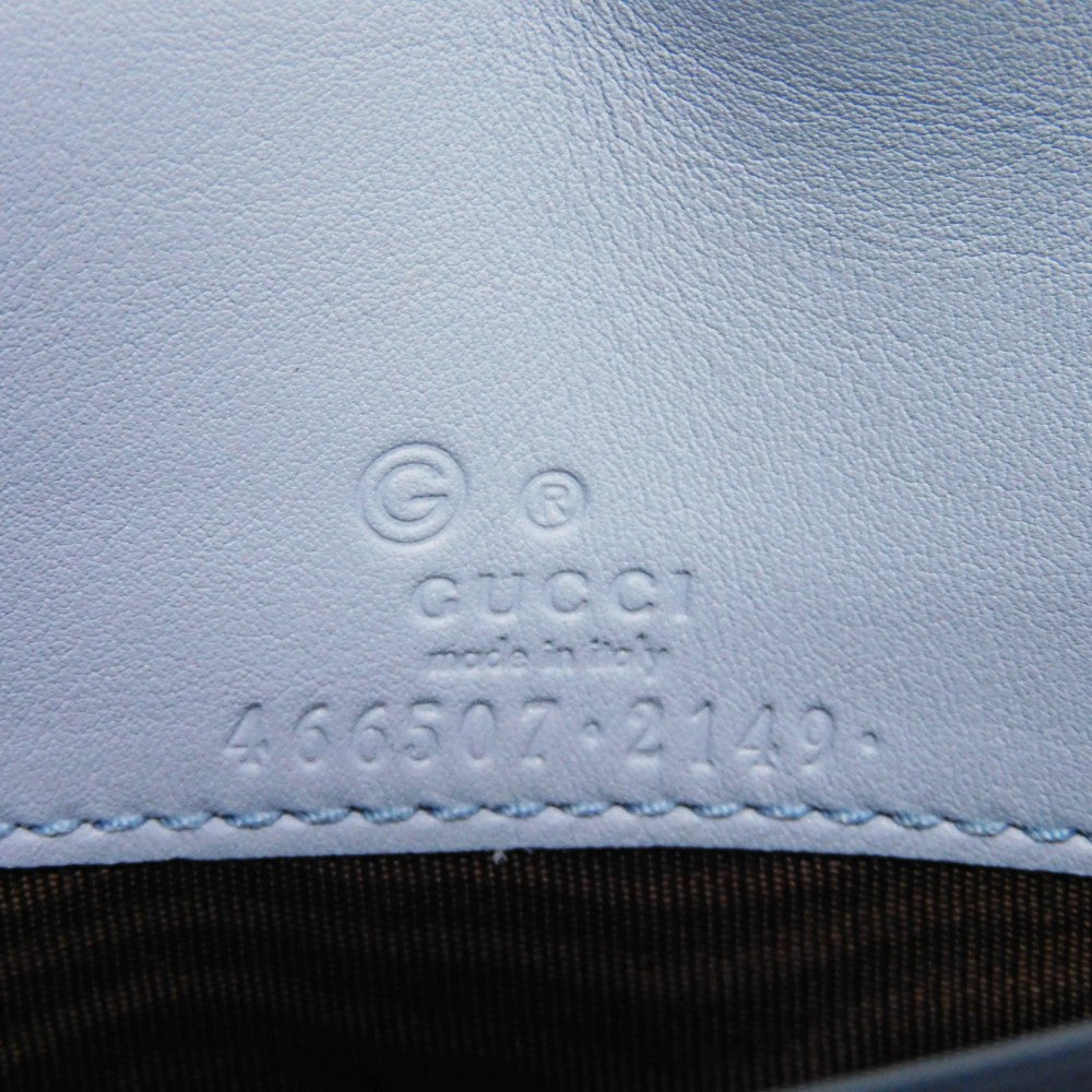 GUCCI Long Wallet Purse 466507 BMJ1G 4503 GG striped leather Light blue logo double G pastel unused Micro GG Shima Guccissima Shoulder Wallet unisex(Unisex) Used Authentic