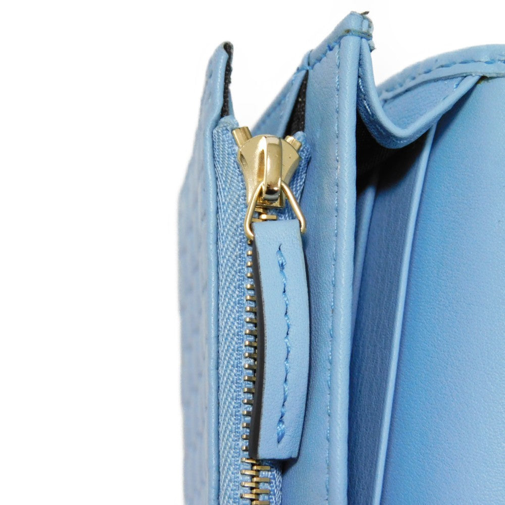 GUCCI Long Wallet Purse 466507 BMJ1G 4503 GG striped leather Light blue logo double G pastel unused Micro GG Shima Guccissima Shoulder Wallet unisex(Unisex) Used Authentic