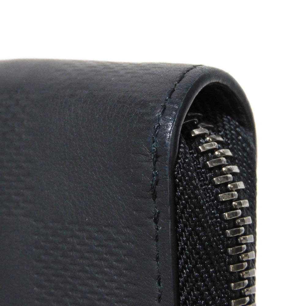 LOUIS VUITTON Long Wallet Purse N63548 Anfini Leather (Damie embossed) onyx Black New Zip Around RFID Damier Anfini Zippy Wallet Vertical mens Used Authentic