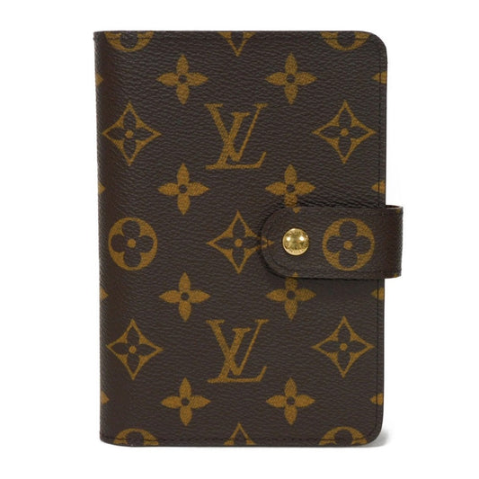 LOUIS VUITTON Bifold Wallet M61207 Monogram canvas x grain leather Armagnac LV logo flower passport cover in good condition Monogram Porto Papier Zip unisex(Unisex) Used Authentic