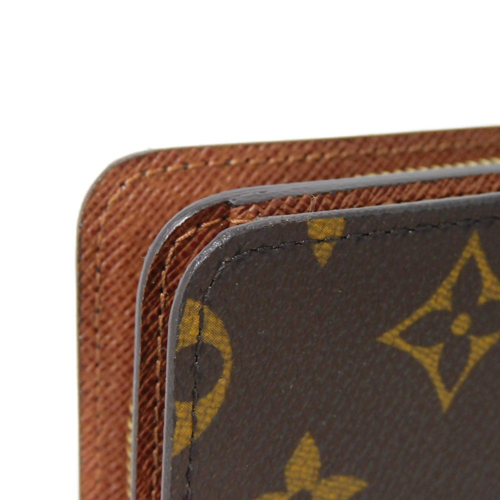 LOUIS VUITTON Bifold Wallet M61207 Monogram canvas x grain leather Armagnac LV logo flower passport cover in good condition Monogram Porto Papier Zip unisex(Unisex) Used Authentic