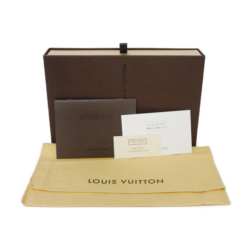 LOUIS VUITTON Bifold Wallet M61207 Monogram canvas x grain leather Armagnac LV logo flower passport cover in good condition Monogram Porto Papier Zip unisex(Unisex) Used Authentic