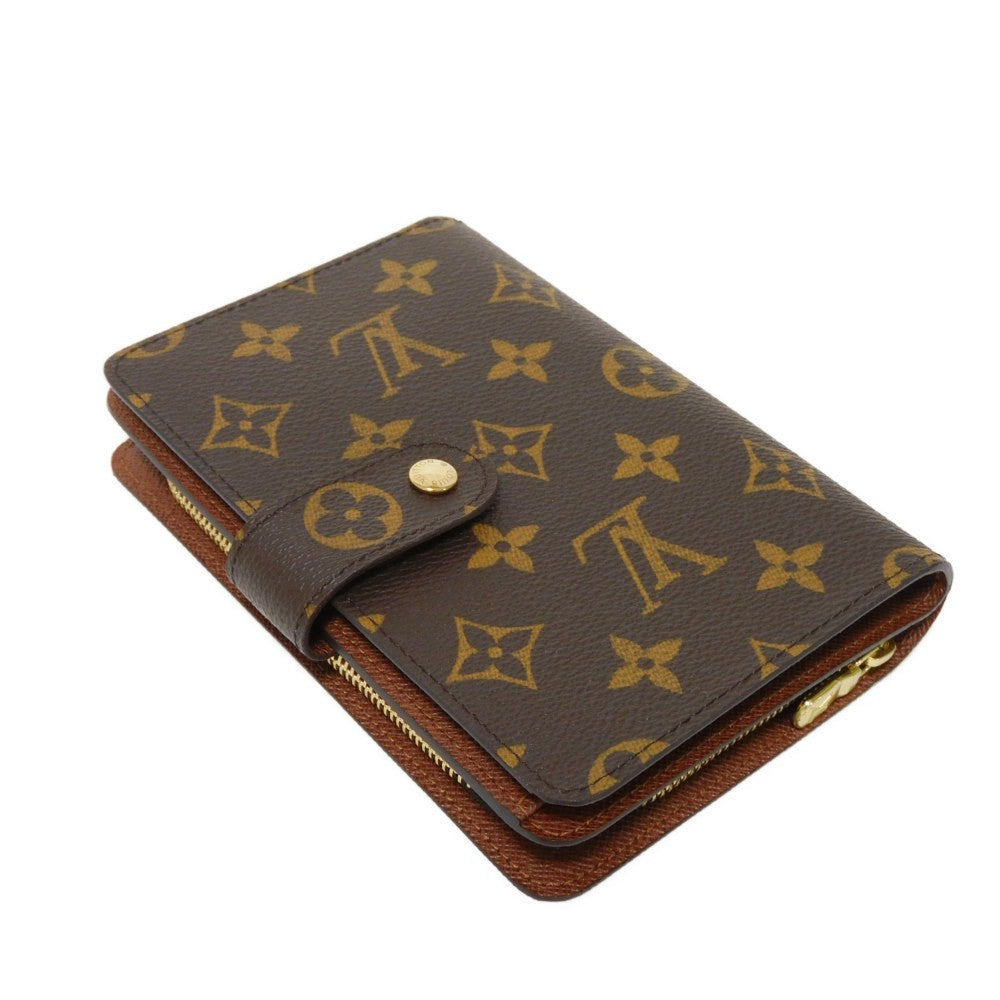 LOUIS VUITTON Bifold Wallet M61207 Monogram canvas x grain leather Armagnac LV logo flower passport cover in good condition Monogram Porto Papier Zip unisex(Unisex) Used Authentic
