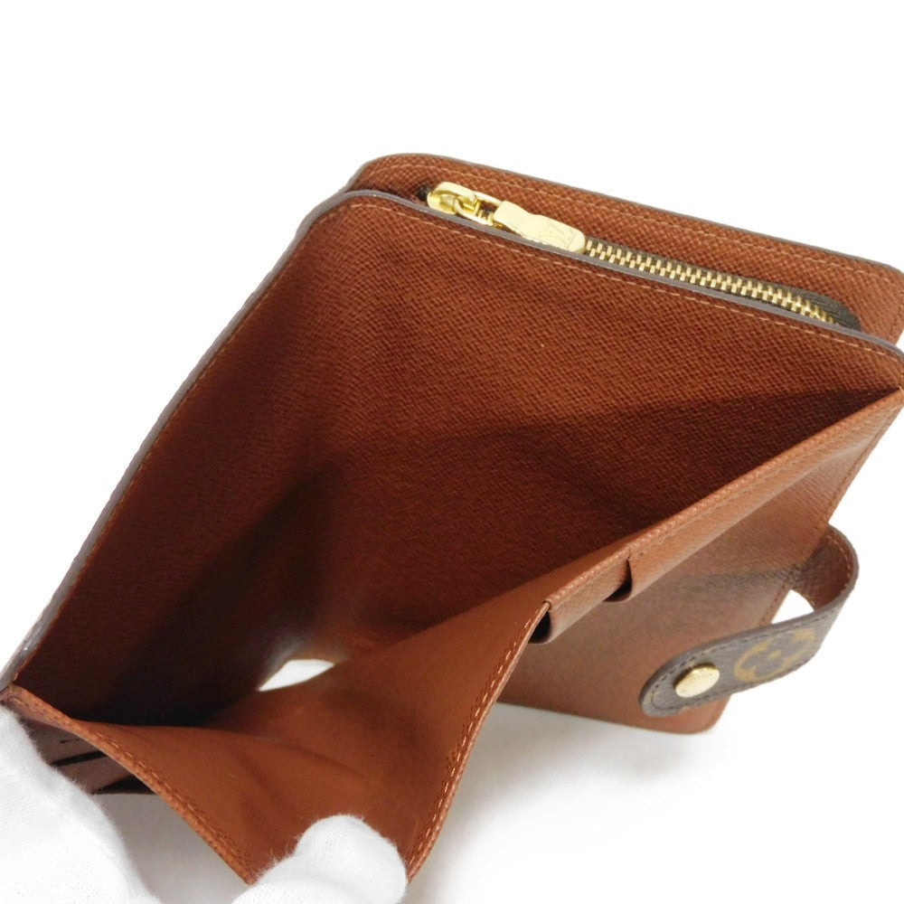 LOUIS VUITTON Bifold Wallet M61207 Monogram canvas x grain leather Armagnac LV logo flower passport cover in good condition Monogram Porto Papier Zip unisex(Unisex) Used Authentic