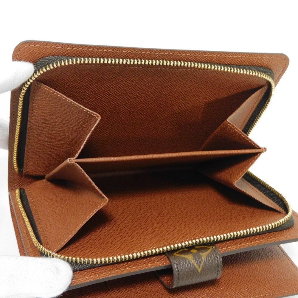 LOUIS VUITTON Bifold Wallet M61207 Monogram canvas x grain leather Armagnac LV logo flower passport cover in good condition Monogram Porto Papier Zip unisex(Unisex) Used Authentic