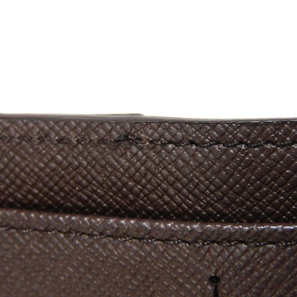 LOUIS VUITTON Bifold Wallet N61668 Damier canvas x cowhide leather x grain leather Ebene logo brown snap button billfold card case coin case Damier Compact zip unisex(Unisex) Used Authentic