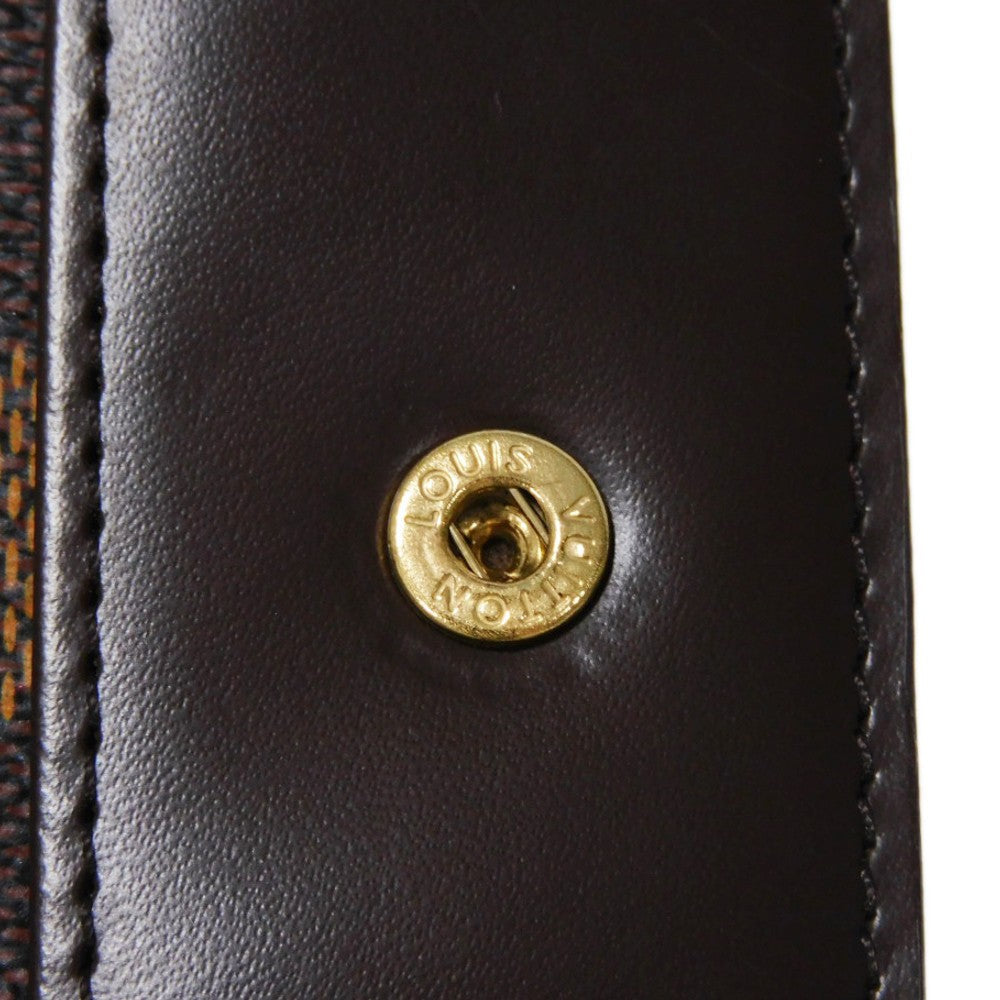 LOUIS VUITTON Bifold Wallet N61668 Damier canvas x cowhide leather x grain leather Ebene logo brown snap button billfold card case coin case Damier Compact zip unisex(Unisex) Used Authentic