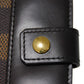 LOUIS VUITTON Bifold Wallet N61668 Damier canvas x cowhide leather x grain leather Ebene logo brown snap button billfold card case coin case Damier Compact zip unisex(Unisex) Used Authentic