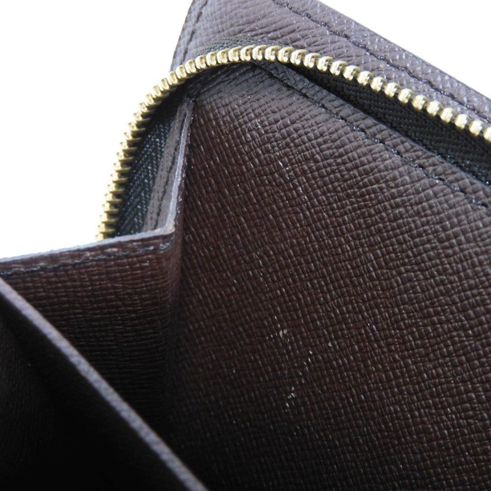 LOUIS VUITTON Bifold Wallet N61668 Damier canvas x cowhide leather x grain leather Ebene logo brown snap button billfold card case coin case Damier Compact zip unisex(Unisex) Used Authentic