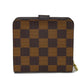 LOUIS VUITTON Bifold Wallet N61668 Damier canvas x cowhide leather x grain leather Ebene logo brown snap button billfold card case coin case Damier Compact zip unisex(Unisex) Used Authentic