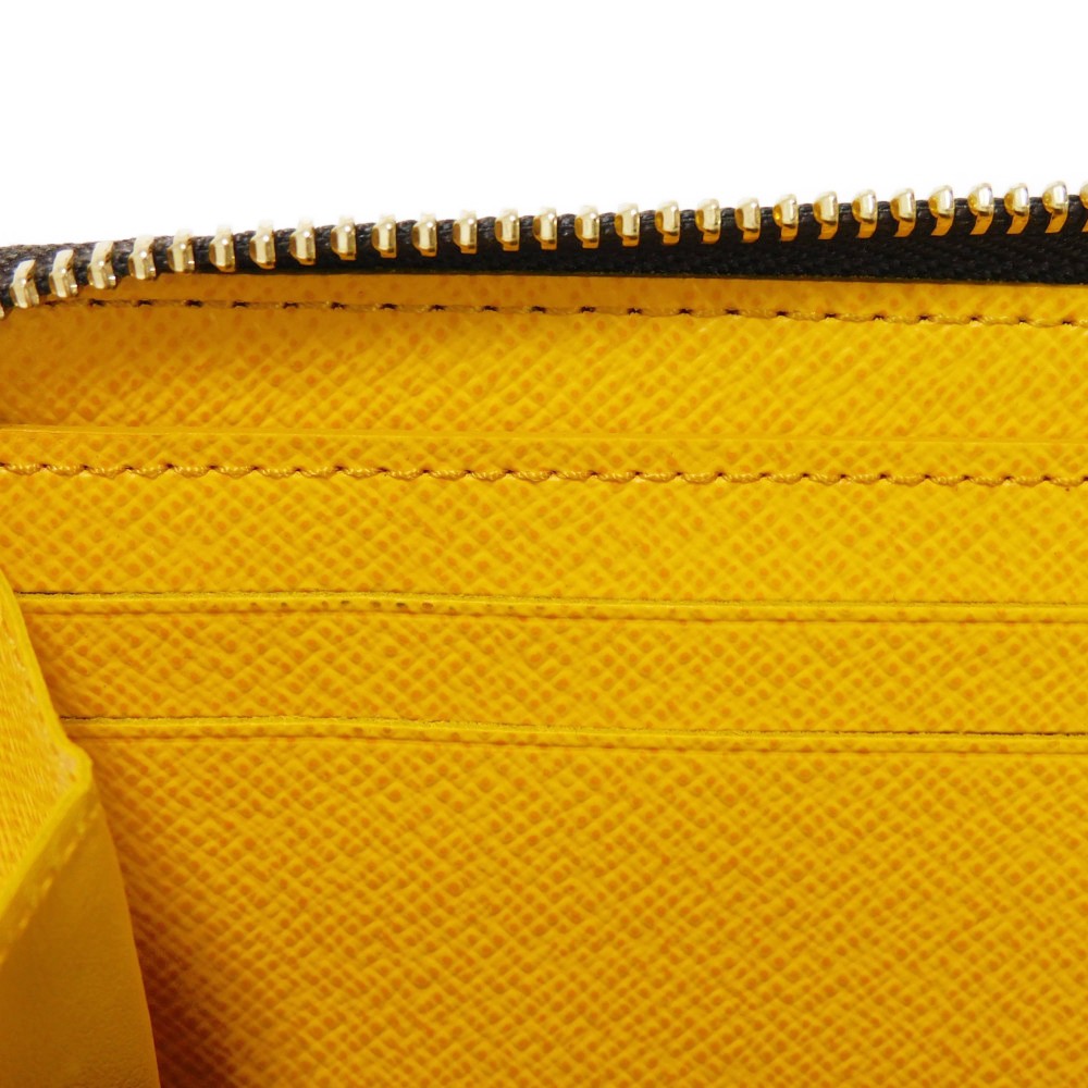 LOUIS VUITTON Long Wallet Purse M60744 Monogram canvas x grain leather (embossed) Mimosa LV Logo Flower Yellow Zip Around Monogram Portefeuille Clemence unisex(Unisex) Used Authentic