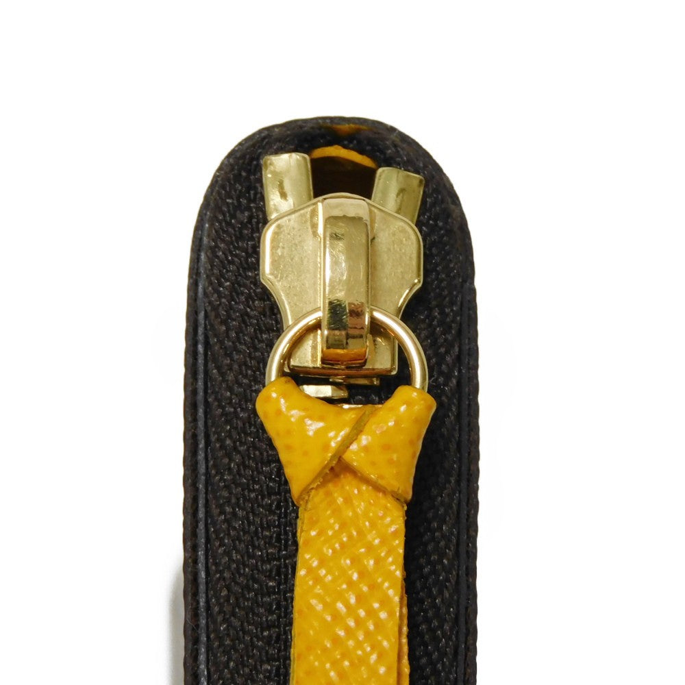 LOUIS VUITTON Long Wallet Purse M60744 Monogram canvas x grain leather (embossed) Mimosa LV Logo Flower Yellow Zip Around Monogram Portefeuille Clemence unisex(Unisex) Used Authentic