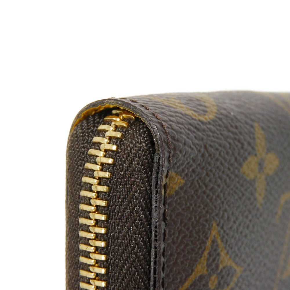 LOUIS VUITTON Long Wallet Purse M60744 Monogram canvas x grain leather (embossed) Mimosa LV Logo Flower Yellow Zip Around Monogram Portefeuille Clemence unisex(Unisex) Used Authentic