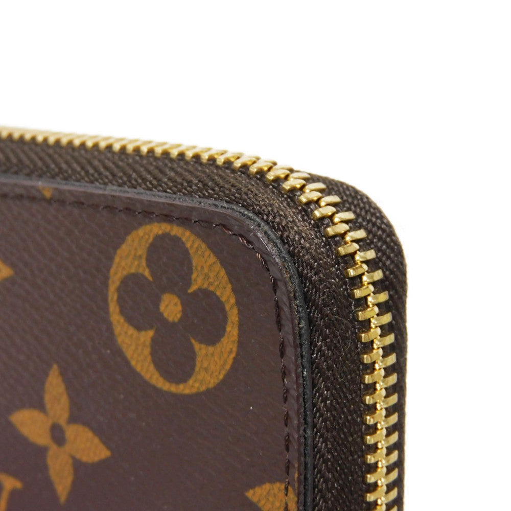 LOUIS VUITTON Long Wallet Purse M60744 Monogram canvas x grain leather (embossed) Mimosa LV Logo Flower Yellow Zip Around Monogram Portefeuille Clemence unisex(Unisex) Used Authentic