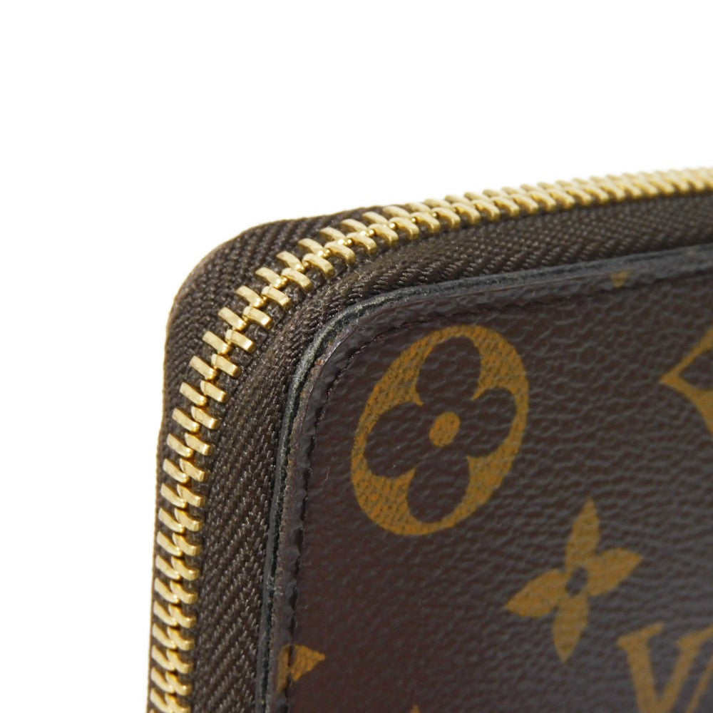 LOUIS VUITTON Long Wallet Purse M60744 Monogram canvas x grain leather (embossed) Mimosa LV Logo Flower Yellow Zip Around Monogram Portefeuille Clemence unisex(Unisex) Used Authentic