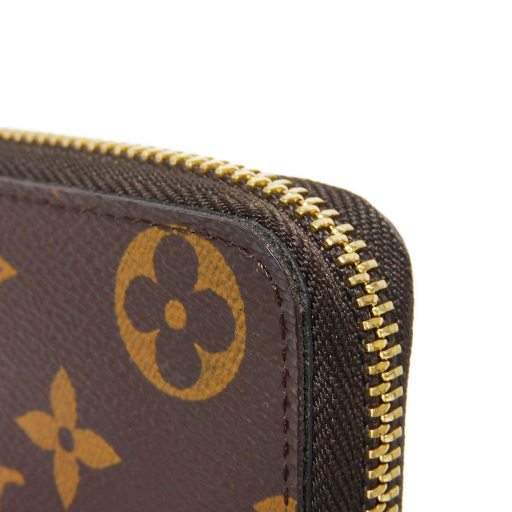 LOUIS VUITTON Long Wallet Purse M60744 Monogram canvas x grain leather (embossed) Mimosa LV Logo Flower Yellow Zip Around Monogram Portefeuille Clemence unisex(Unisex) Used Authentic