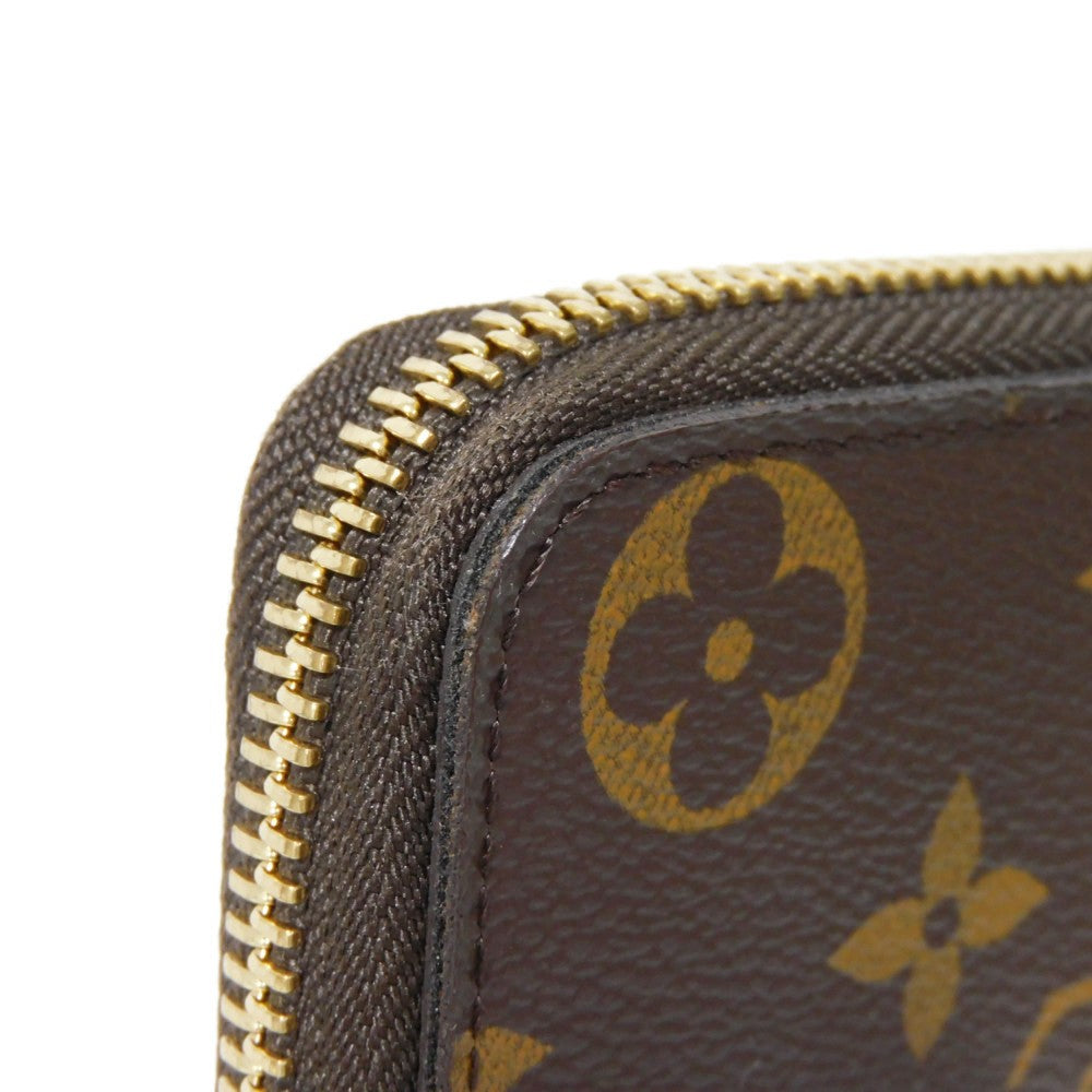 LOUIS VUITTON Long Wallet Purse M60744 Monogram canvas x grain leather (embossed) Mimosa LV Logo Flower Yellow Zip Around Monogram Portefeuille Clemence unisex(Unisex) Used Authentic