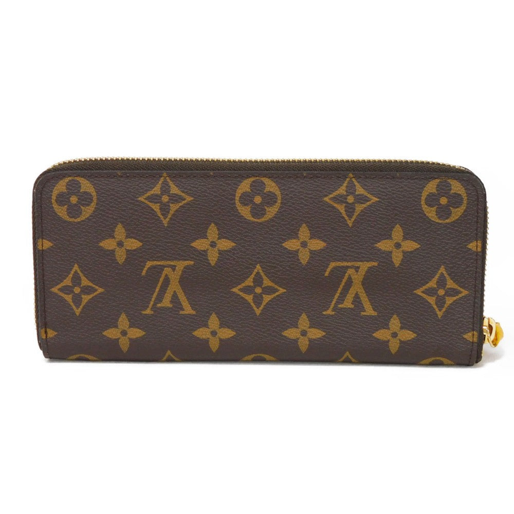 LOUIS VUITTON Long Wallet Purse M60744 Monogram canvas x grain leather (embossed) Mimosa LV Logo Flower Yellow Zip Around Monogram Portefeuille Clemence unisex(Unisex) Used Authentic