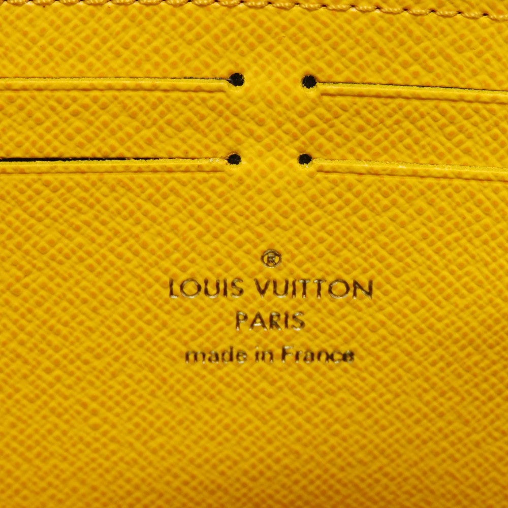 LOUIS VUITTON Long Wallet Purse M60744 Monogram canvas x grain leather (embossed) Mimosa LV Logo Flower Yellow Zip Around Monogram Portefeuille Clemence unisex(Unisex) Used Authentic