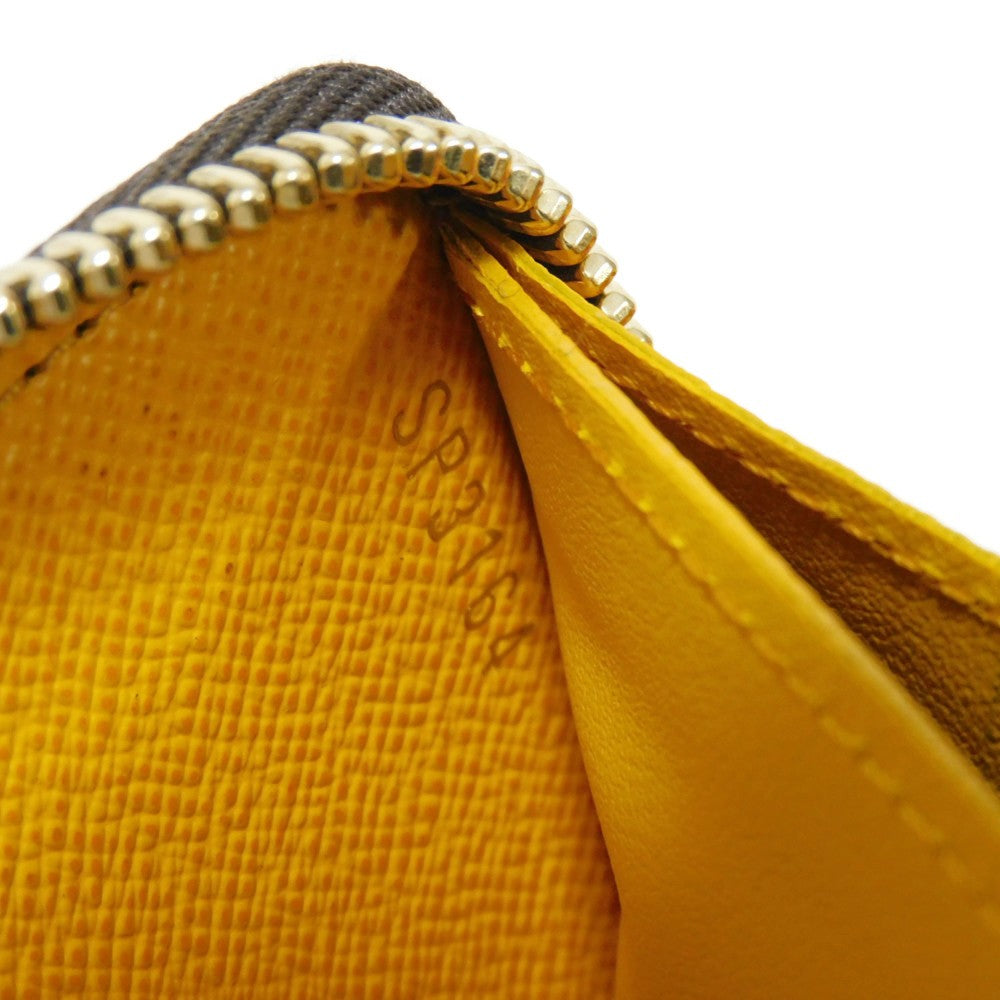 LOUIS VUITTON Long Wallet Purse M60744 Monogram canvas x grain leather (embossed) Mimosa LV Logo Flower Yellow Zip Around Monogram Portefeuille Clemence unisex(Unisex) Used Authentic