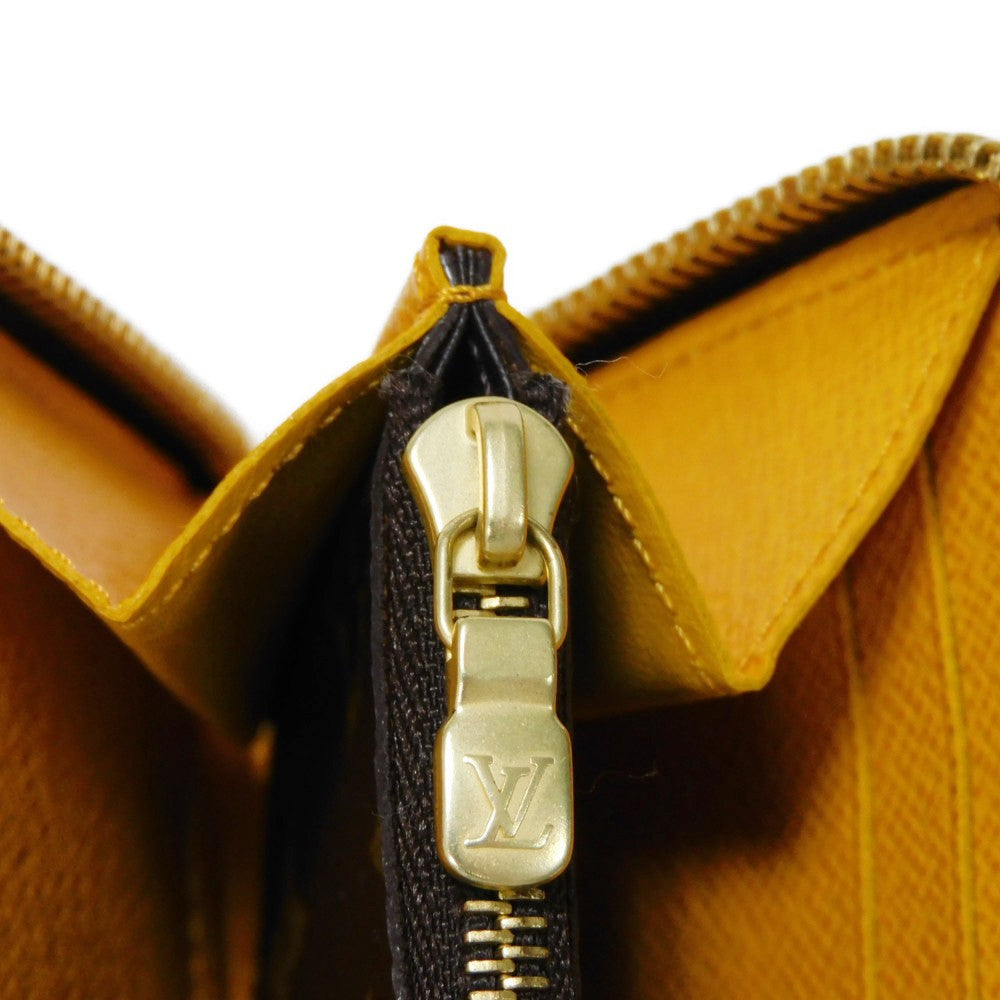 LOUIS VUITTON Long Wallet Purse M60744 Monogram canvas x grain leather (embossed) Mimosa LV Logo Flower Yellow Zip Around Monogram Portefeuille Clemence unisex(Unisex) Used Authentic