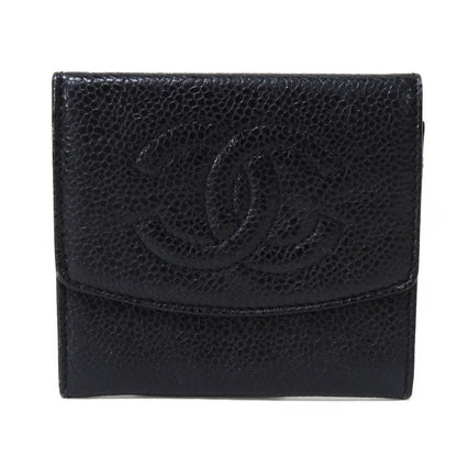 CHANEL Coin case Caviar skin black COCO Mark CC Mark 3rd Series Vintage Big Coco Compact flap wallet unisex(Unisex) Used Authentic