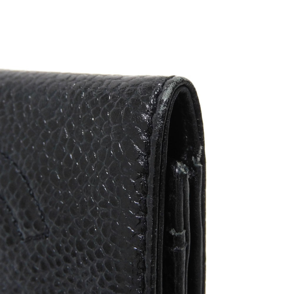 CHANEL Coin case Caviar skin black COCO Mark CC Mark 3rd Series Vintage Big Coco Compact flap wallet unisex(Unisex) Used Authentic