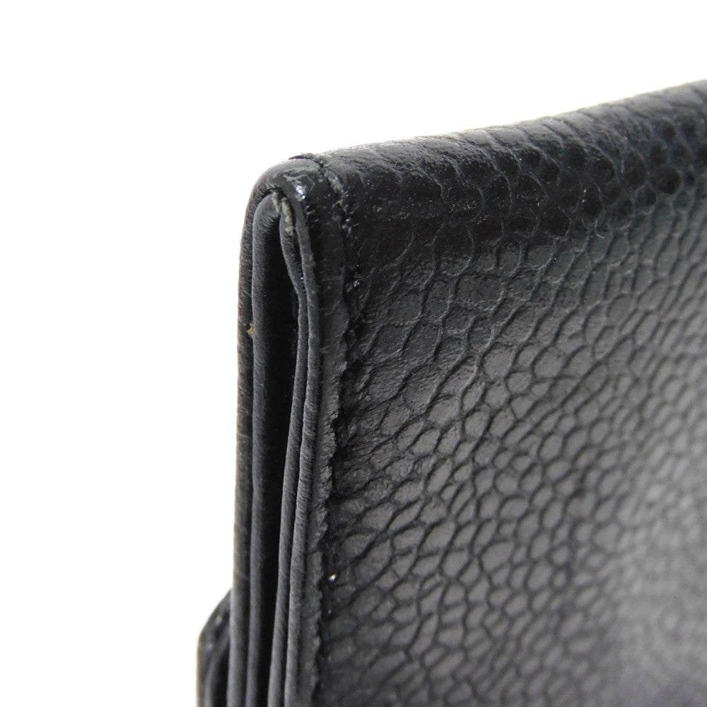 CHANEL Coin case Caviar skin black COCO Mark CC Mark 3rd Series Vintage Big Coco Compact flap wallet unisex(Unisex) Used Authentic