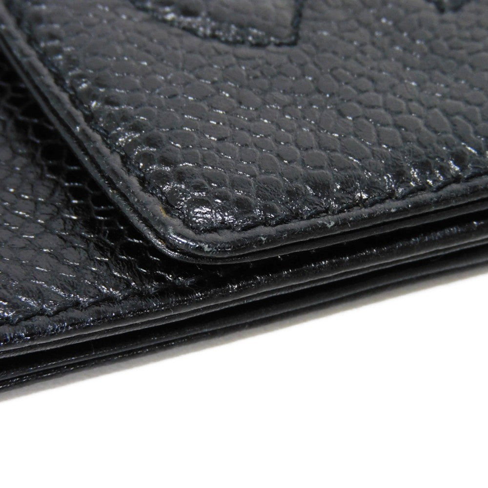 CHANEL Coin case Caviar skin black COCO Mark CC Mark 3rd Series Vintage Big Coco Compact flap wallet unisex(Unisex) Used Authentic