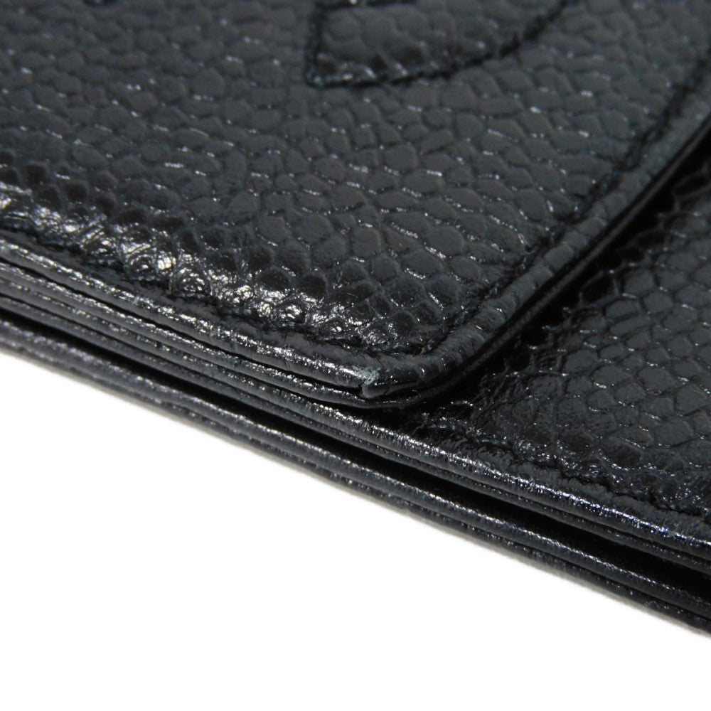 CHANEL Coin case Caviar skin black COCO Mark CC Mark 3rd Series Vintage Big Coco Compact flap wallet unisex(Unisex) Used Authentic