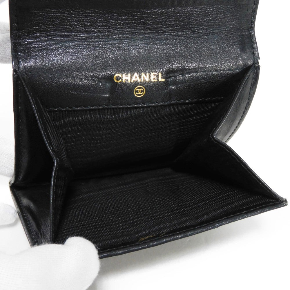CHANEL Coin case Caviar skin black COCO Mark CC Mark 3rd Series Vintage Big Coco Compact flap wallet unisex(Unisex) Used Authentic
