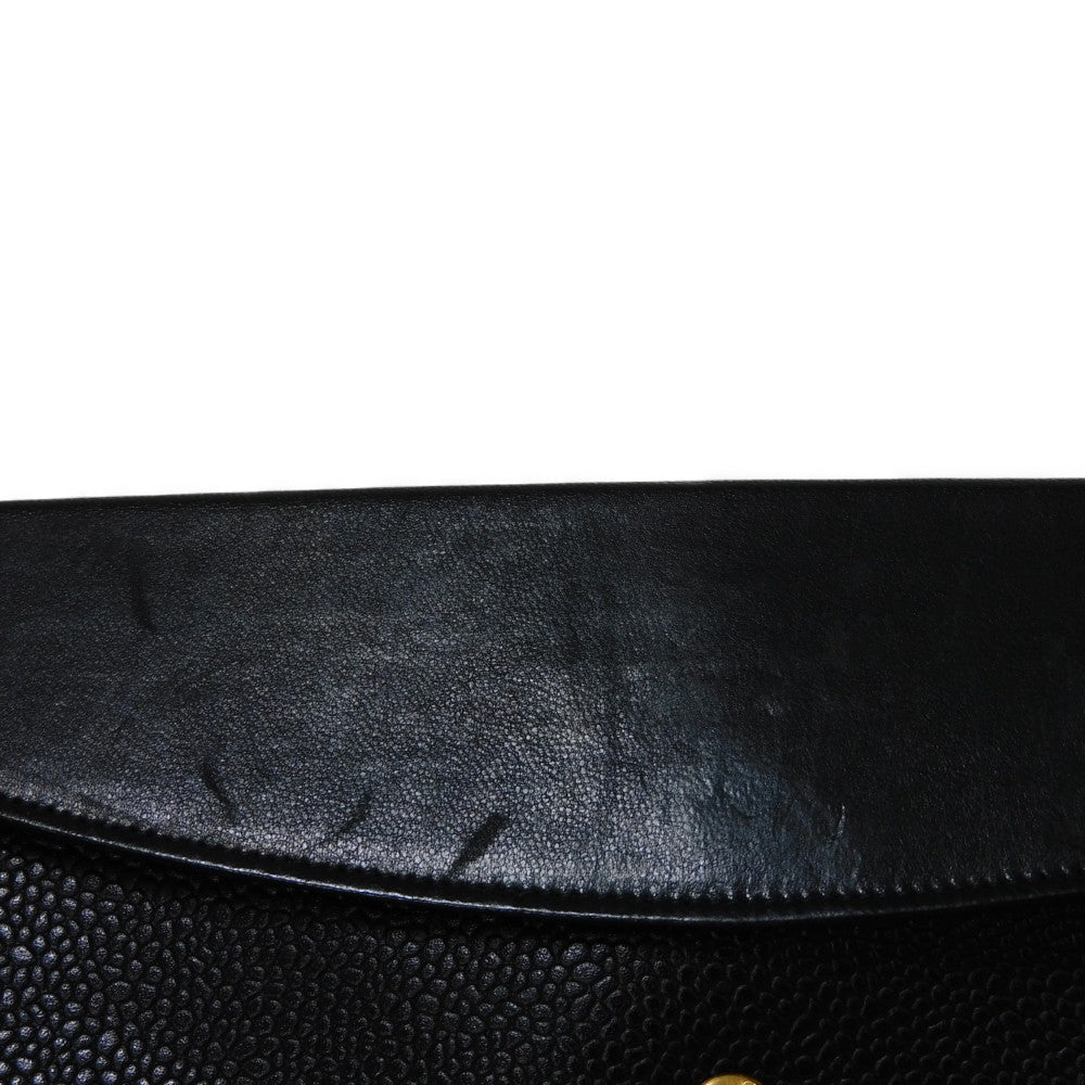 CHANEL Long Wallet Purse A01434 Caviar skin black COCO Mark CC Mark 4th Series Vintage Big Coco Long flap wallet unisex(Unisex) Used Authentic